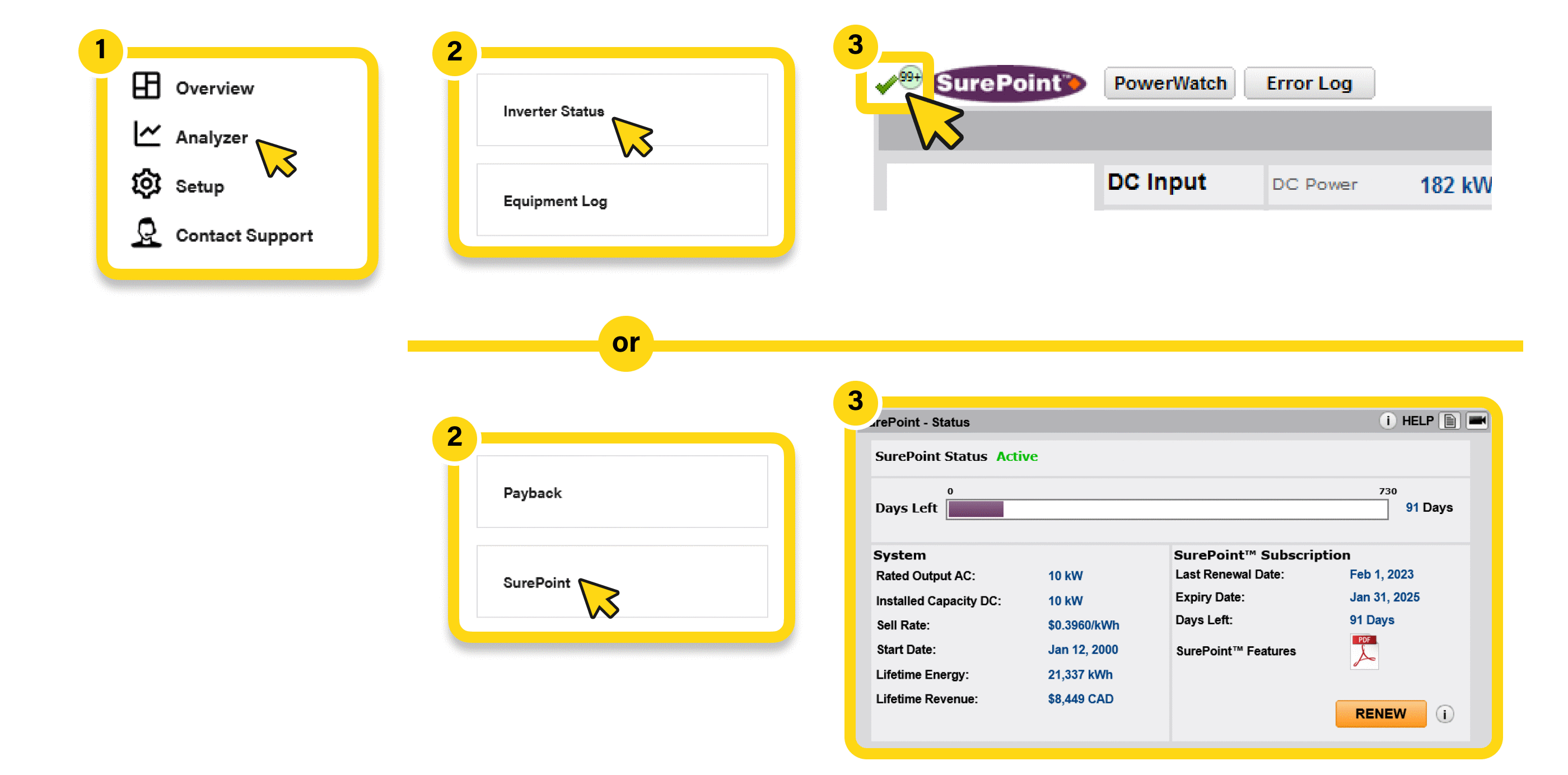 SurePoint™ Status page Walkthrough